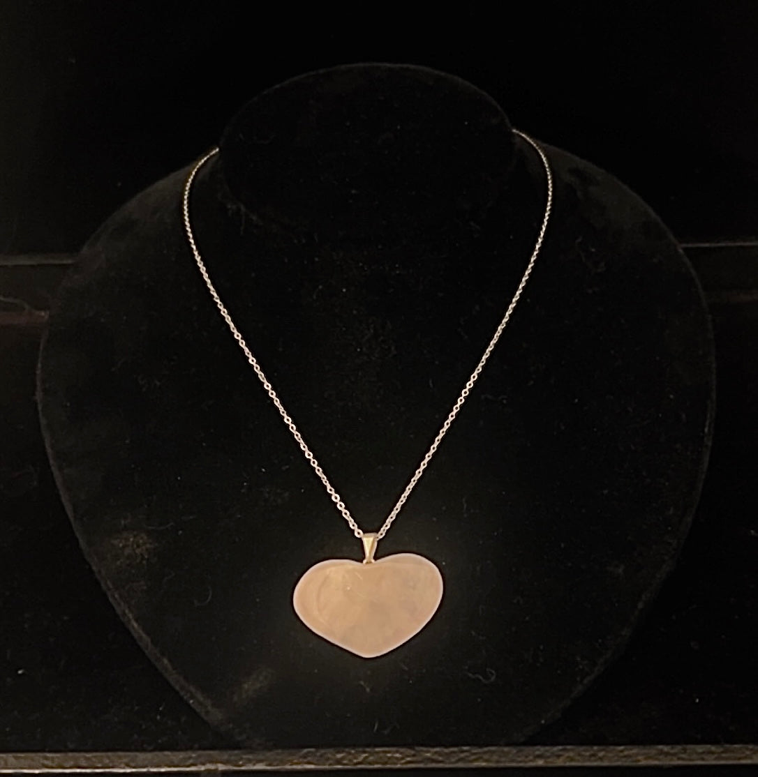 Heart Shape Rose Quartz Necklace
