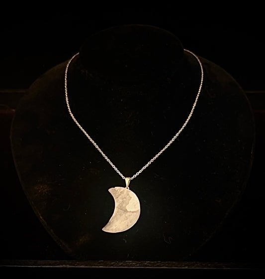 Moon Shape Clear Quartz Necklace